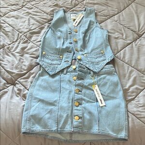 Wrangler Light Blue Denim Vest & Skirt Set